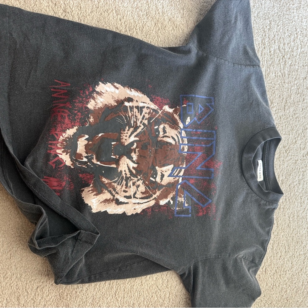 Anine Bing Black Graphic Short Sleeve Tee